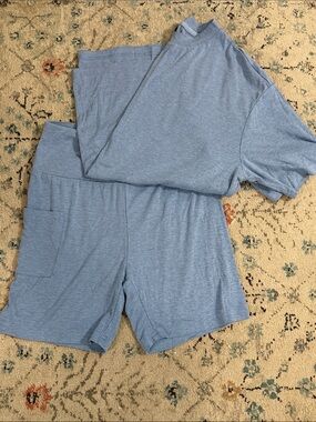 Light Blue Women's Lounge Pajama Set - Soft Short Sleeve Top & Shorts
